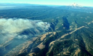 Aerial view of Government Flats Complex fire